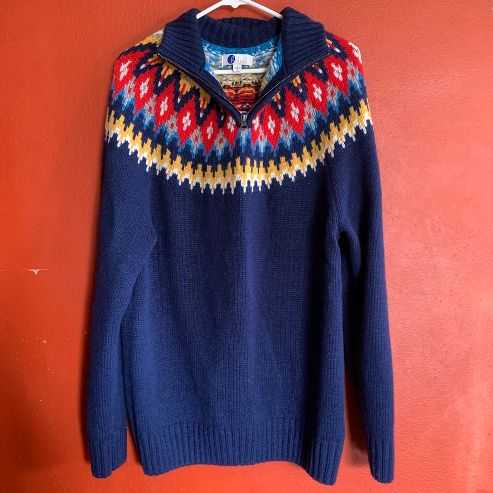 Boden fair aisle navy wool blend sweater Large